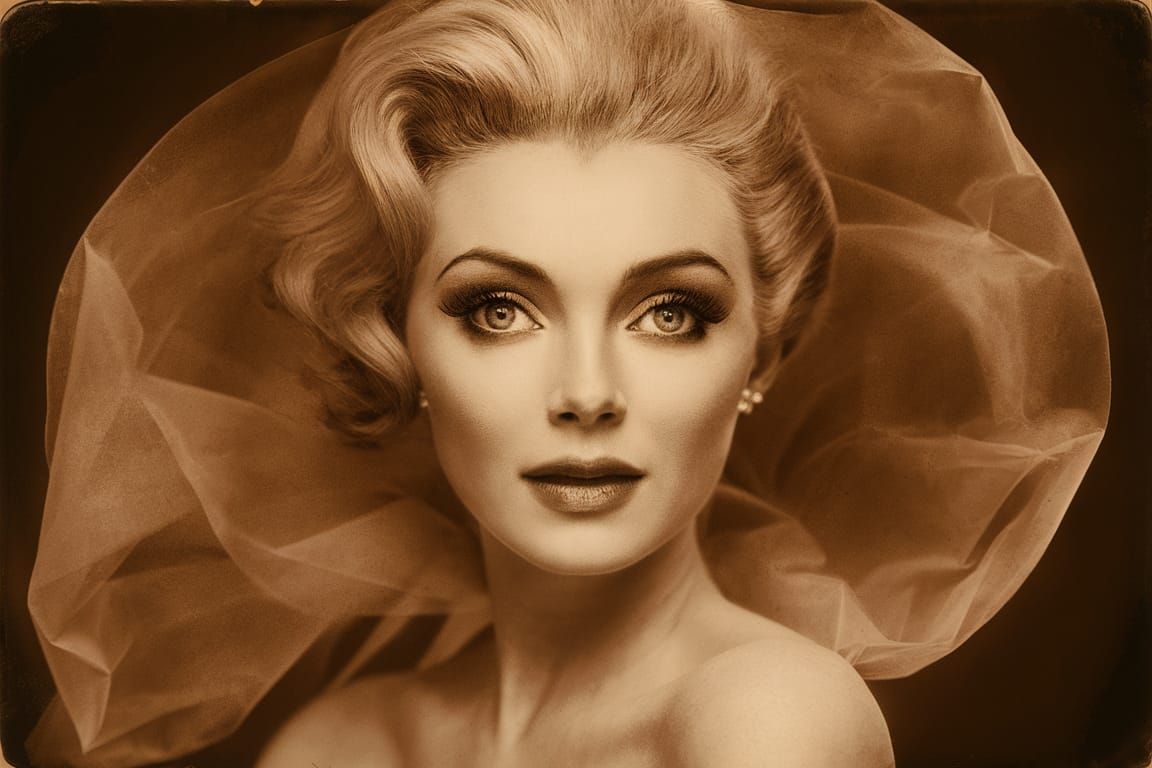 Ethereal Glamour in Sepia-Grisaille Style