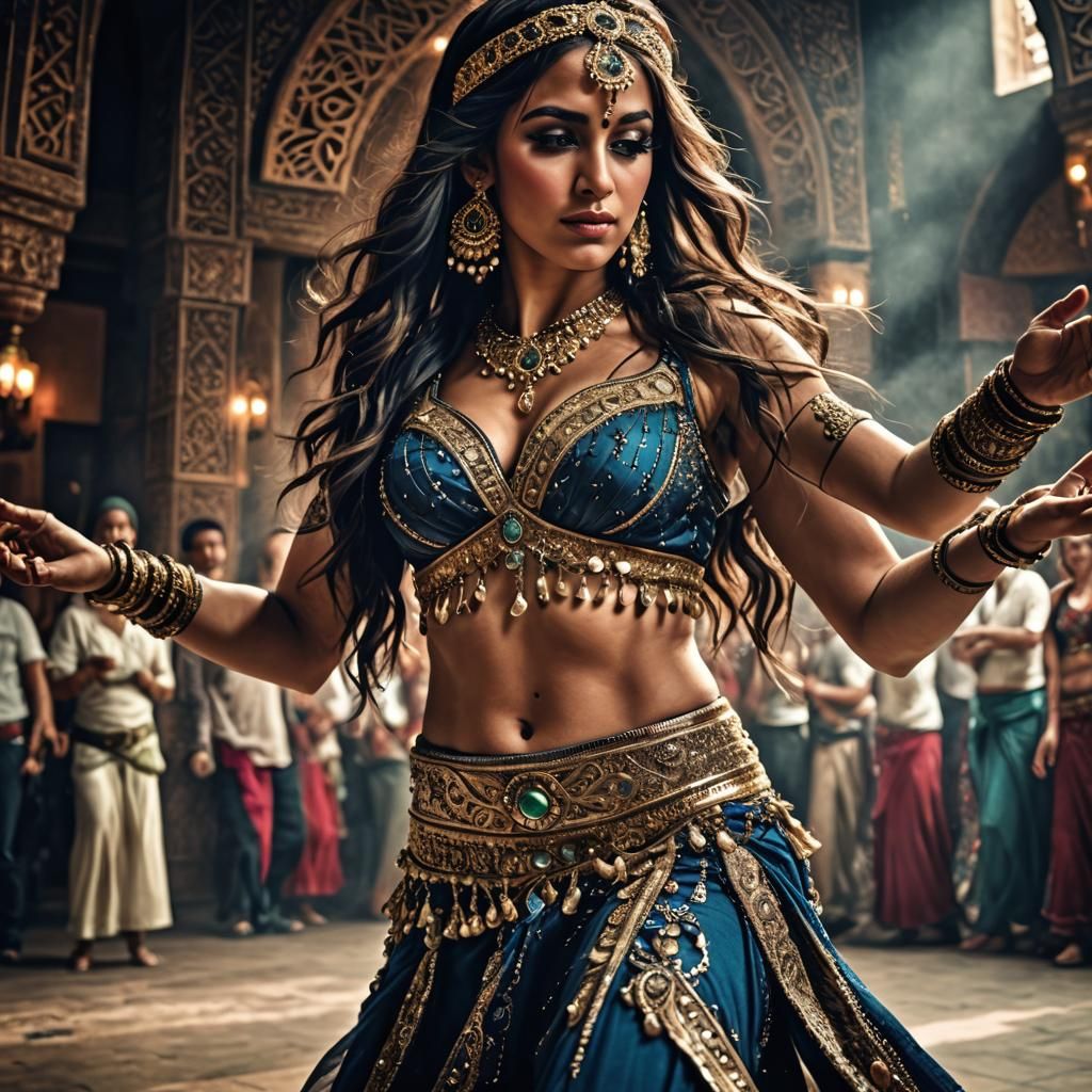 Hyperrealistic Belly Dancer in Cinematic Lighting