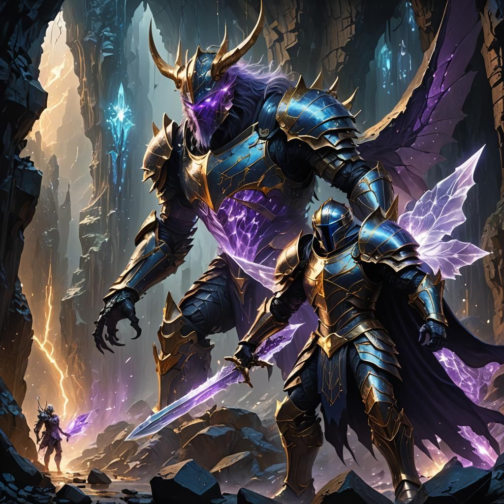 Knight Battles Fairy Titan in Crystal Cave