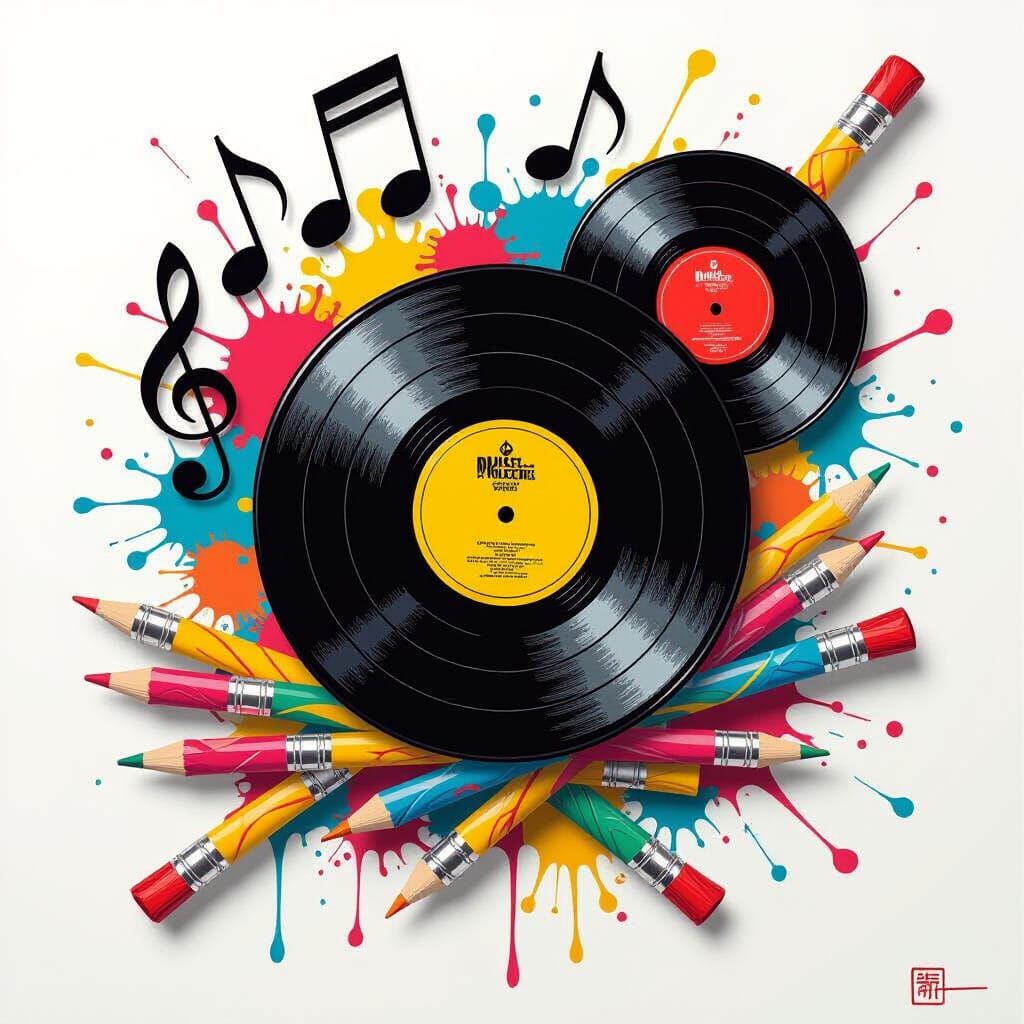 Vibrant Music Notes in Abstract Expressionism