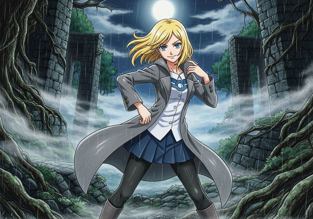 Anime Pokémon Trainer in Misty Midnight Ruins
