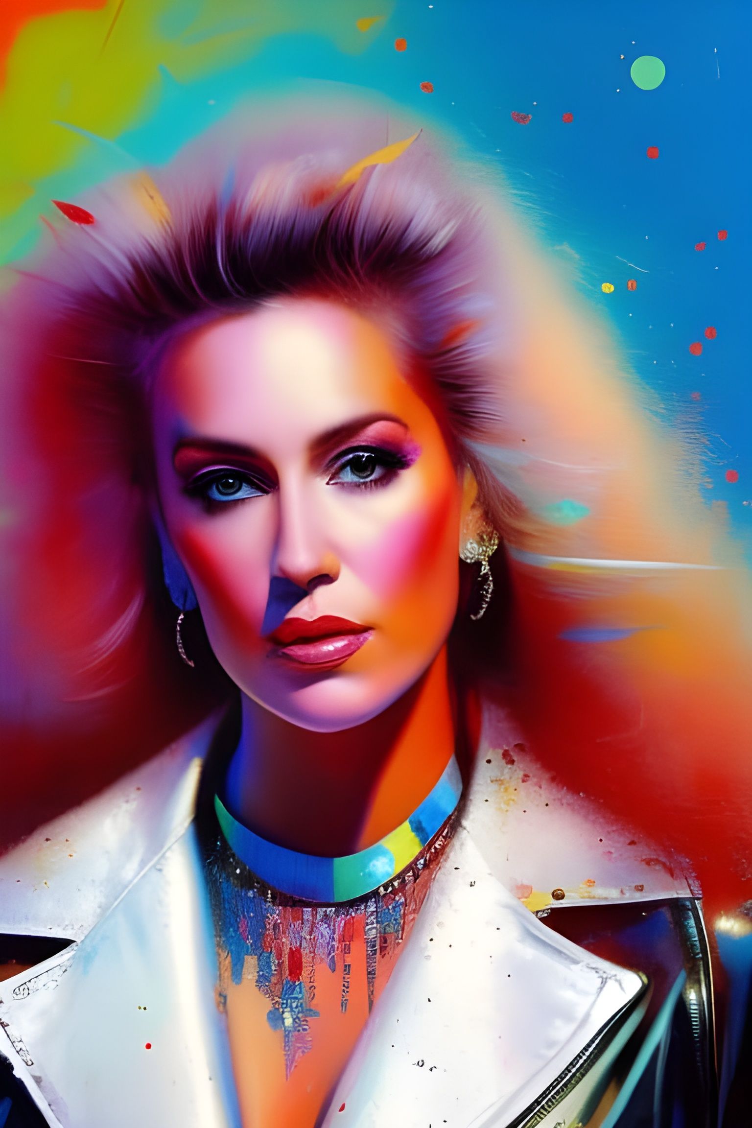 80s Pop Star Album Cover in Textured Speedpaint Style