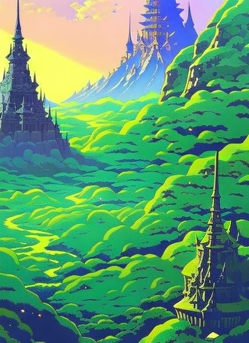 Hyrule Castle Fantasy Landscape at Midnight
