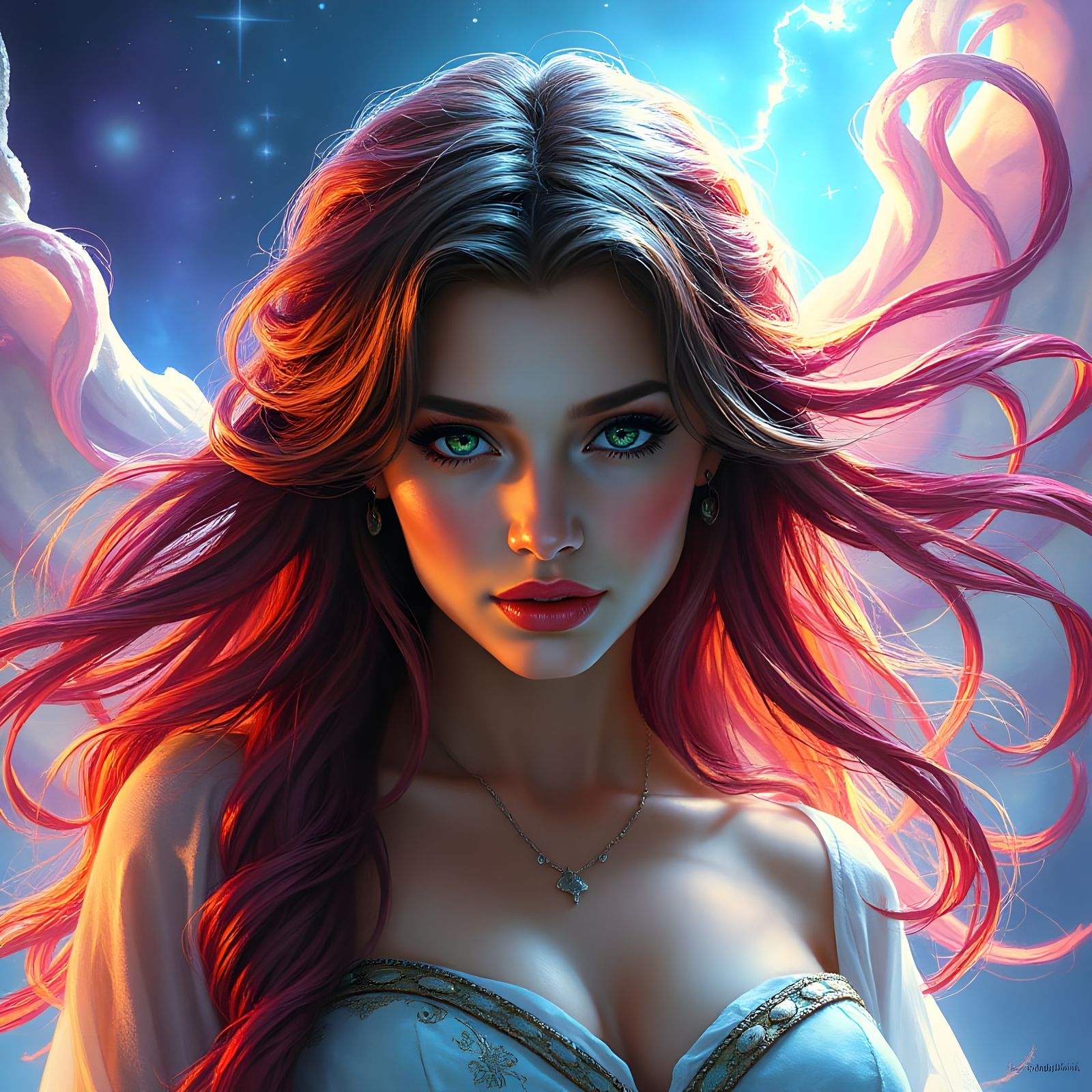 Ethereal Fantasy Beauty in Vibrant Colors