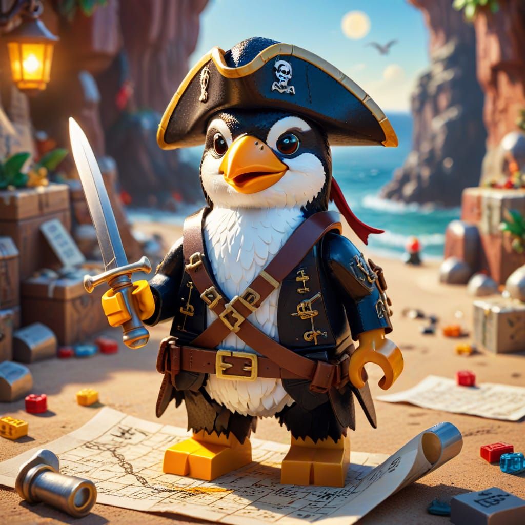 Lego Penguin Pirate on Treasure Hunt