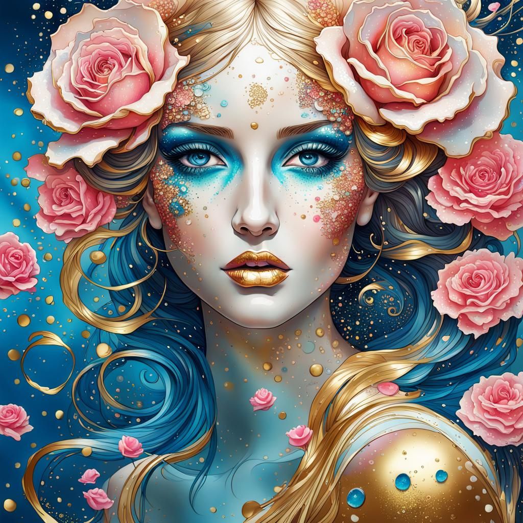 Mesmerizing Pink Portrait in Splash Art Style