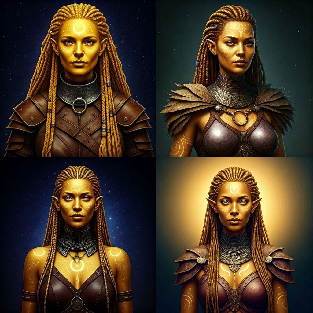 Golden Druidess Protecting the Starry Circle