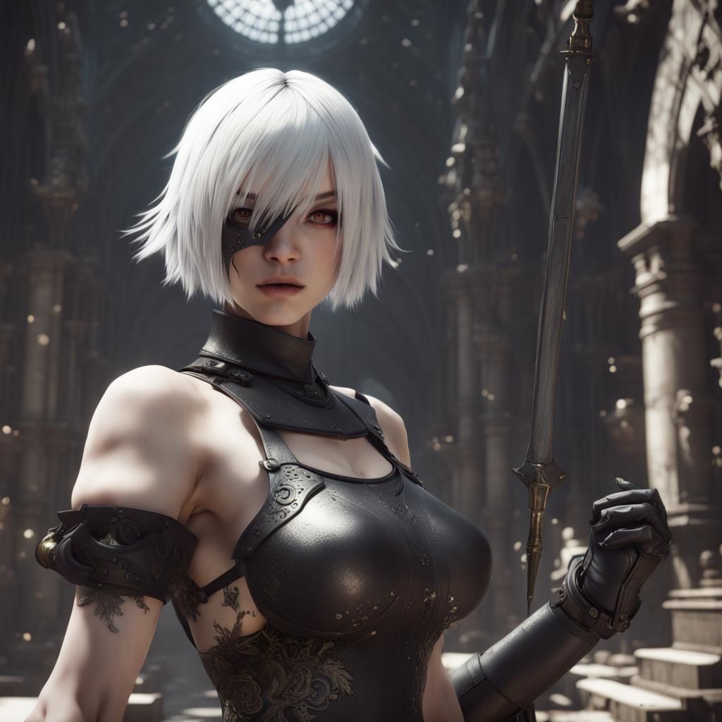 Nier Automata 2B Fighting Robots: Ultra Realistic Art