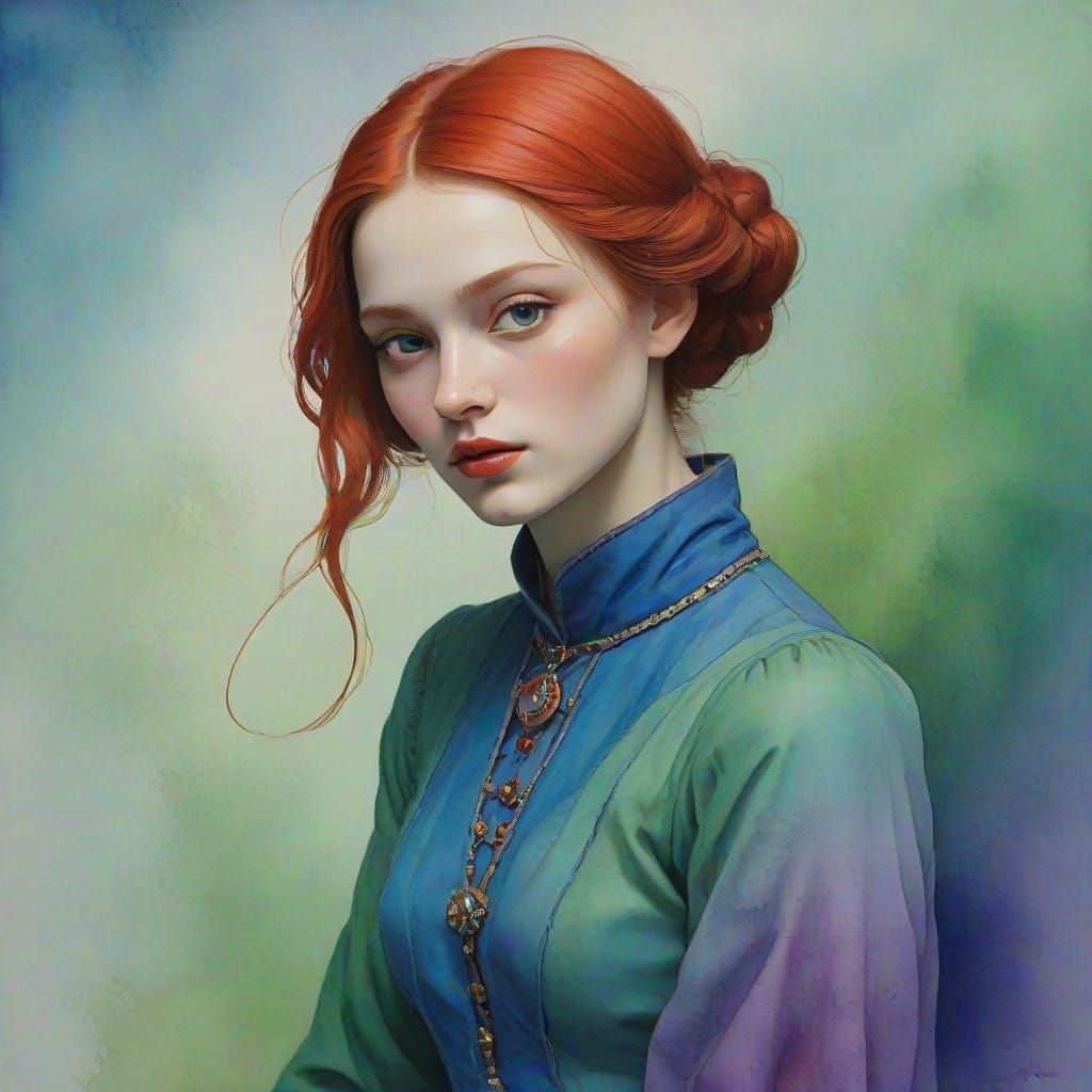 Whispering Goddess as Twilight Fades in Dreamlike Watercolor...