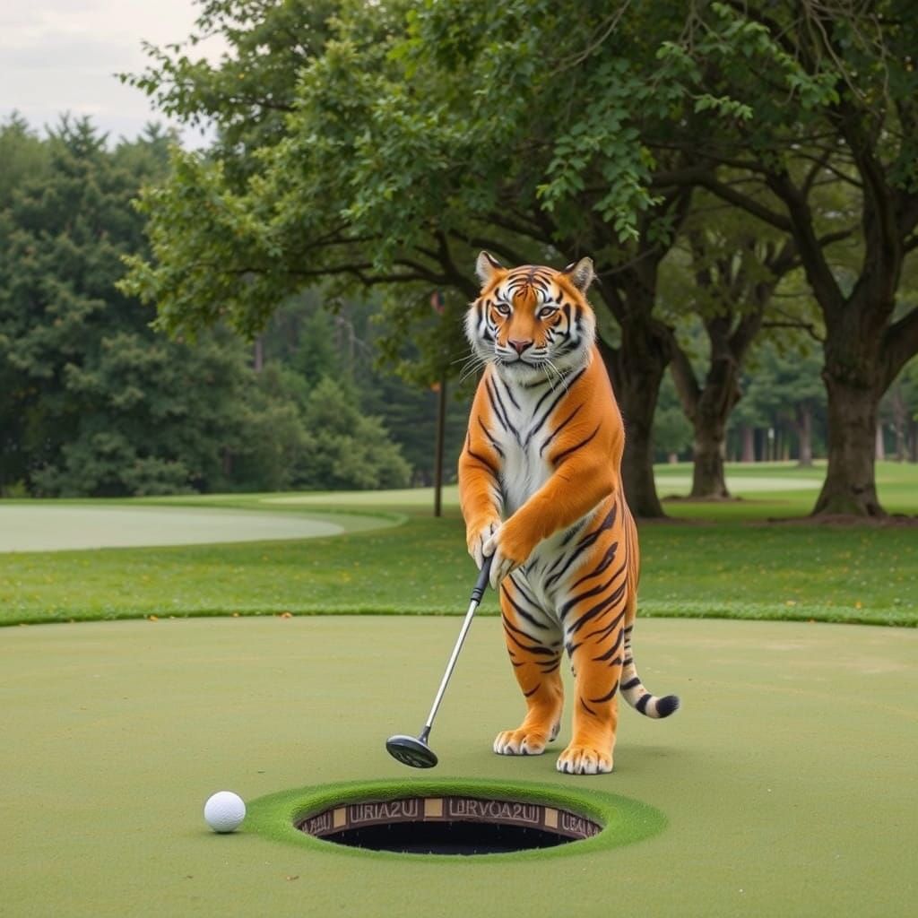 Elegant Tiger Golf Champion