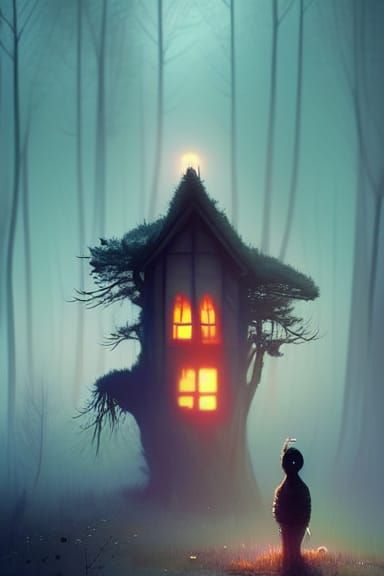 Lonely Ghost in Spooky Halloween Forest