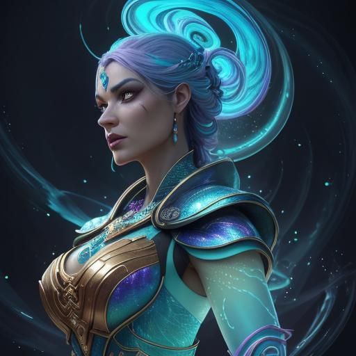 Iridescent Opal Snake in Mystical Realm: 3D Digital Art