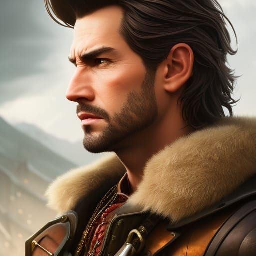 Fantasy Gunslinger Portrait in Hyperrealistic Style