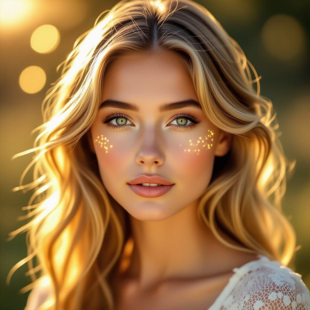 Golden Hour Portrait in Art Nouveau Style