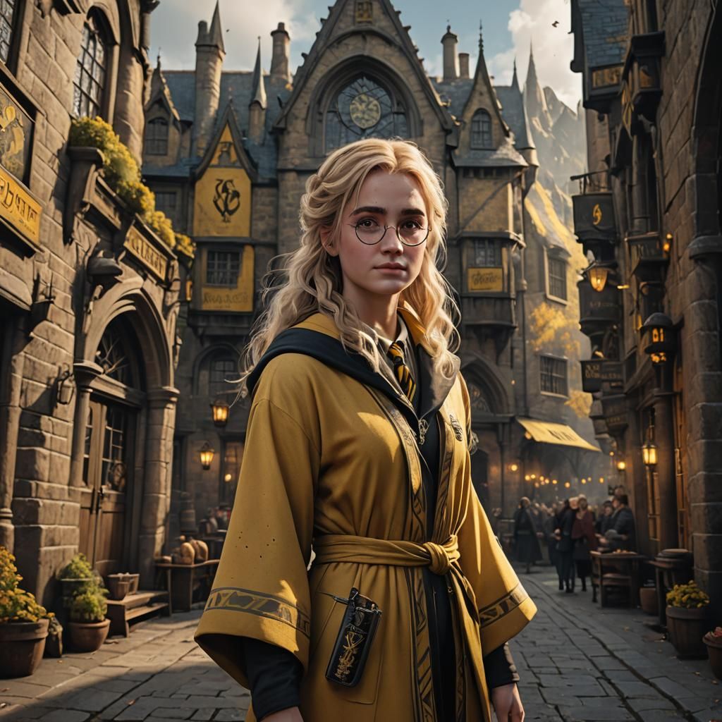 Hufflepuff Girl: Detailed Matte Painting in 8k