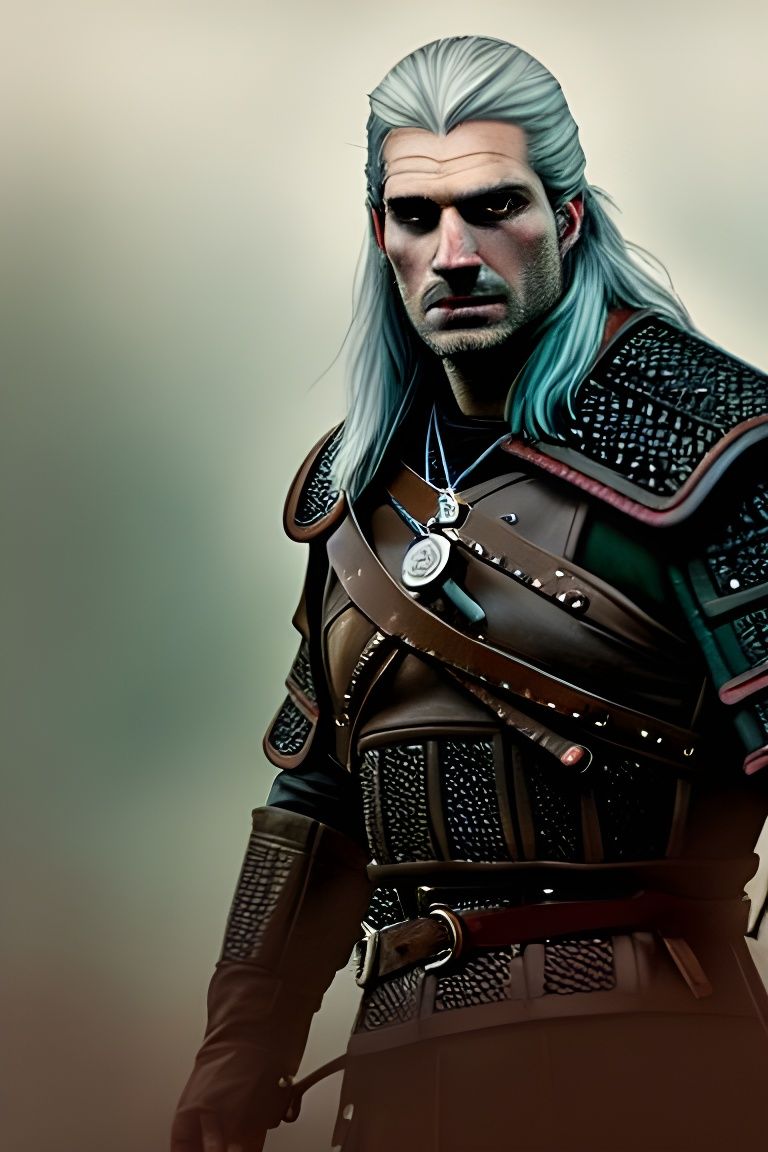 Geralt of Rivia Portrait in Watercolor Style