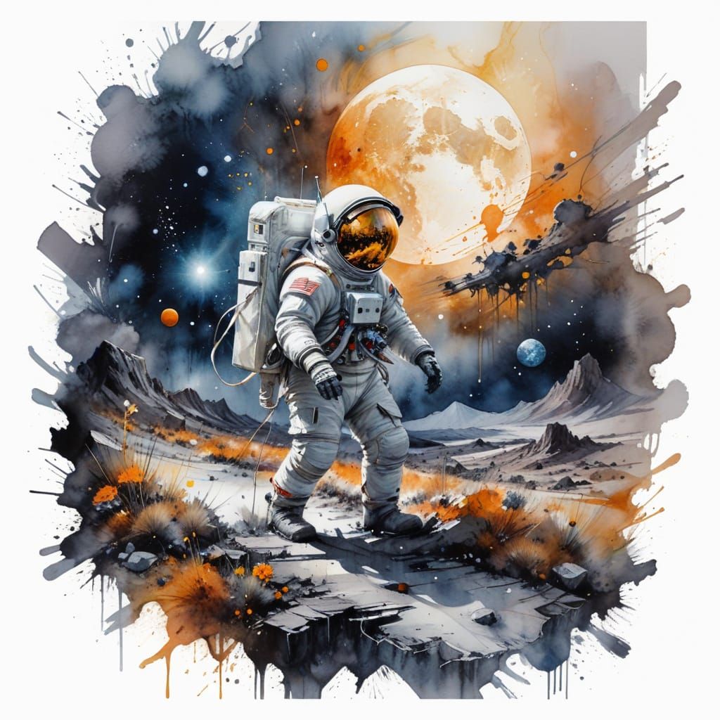 Ethereal Astronaut in Lunar Twilight