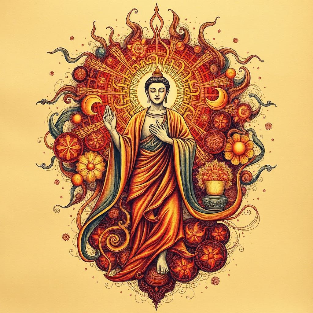 Radiant Happiness in Hyper-Detailed Mixed Media Art