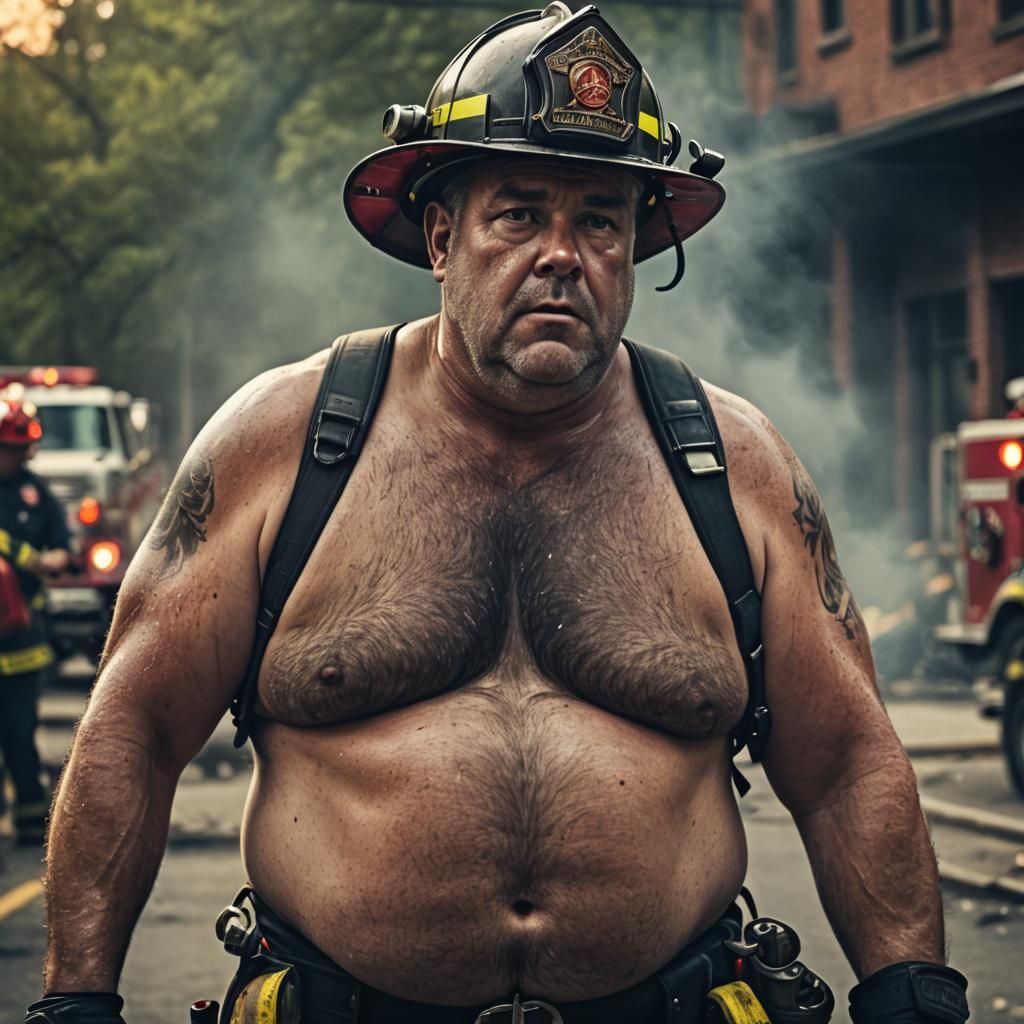 Hyperrealistic Portrait of a Mature Fireman