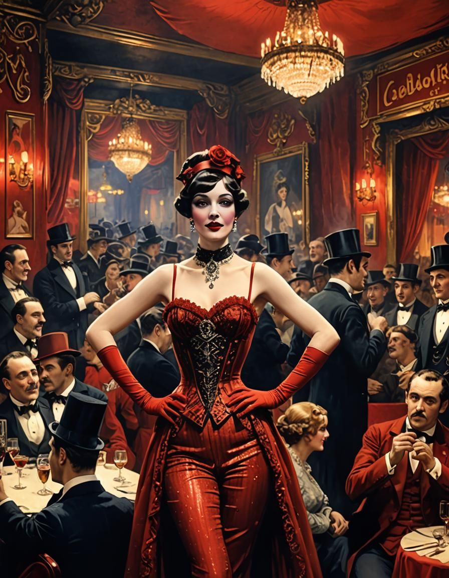 Scene in the famous cabaret, moulins rouge, 19th-century par...