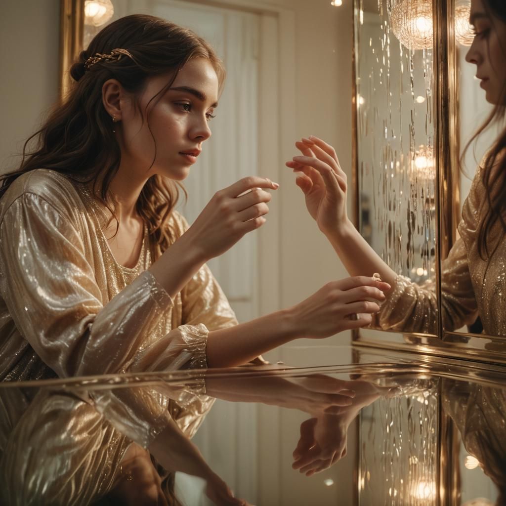 Woman's Reflection Steps Out in Magical Realism