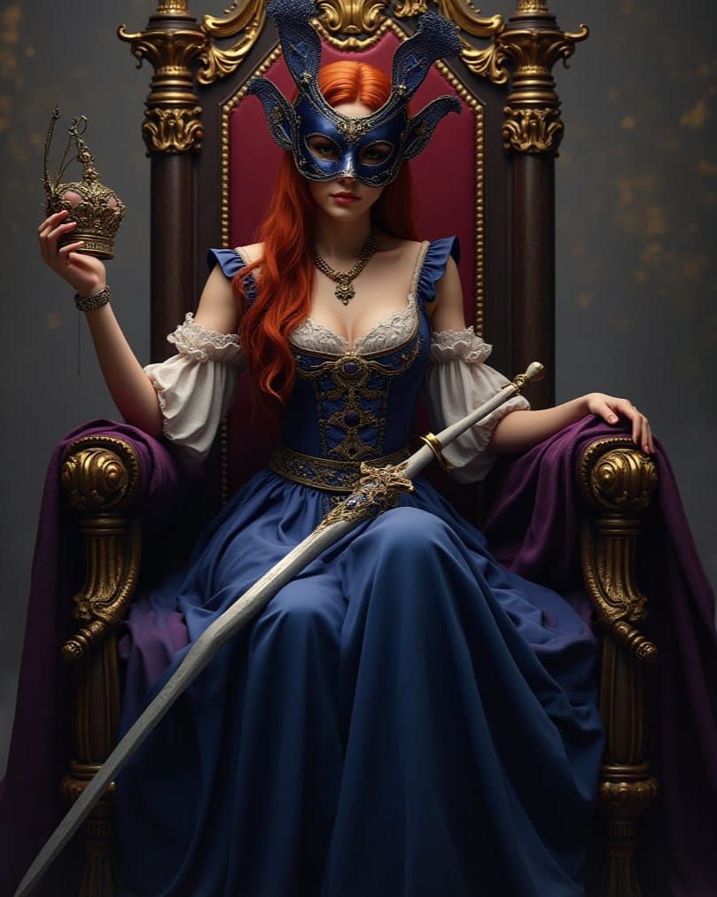 Fantasy Book Cover: Woman on Throne with Sword