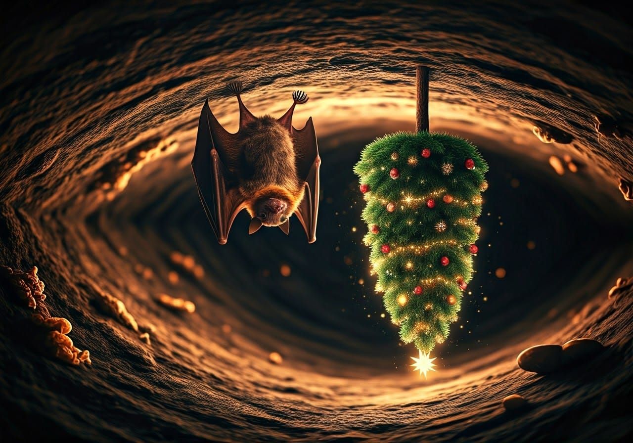 Majestic Bat Defies Gravity in Whimsical Cave Wonderland
