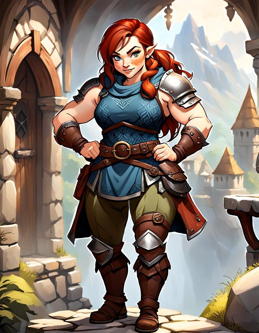 Strong Young Dwarf Adventurer in Medieval Setting