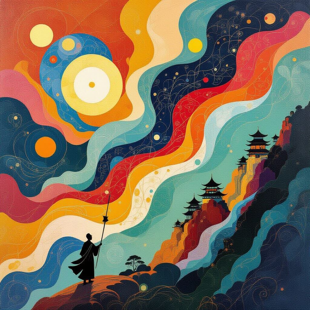 Abstract Journey to the West With Complementary Colors