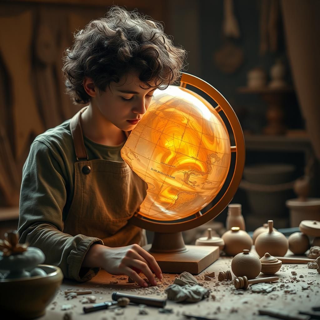Clay Artist Creates Luminescent Globe as Fantasy Art