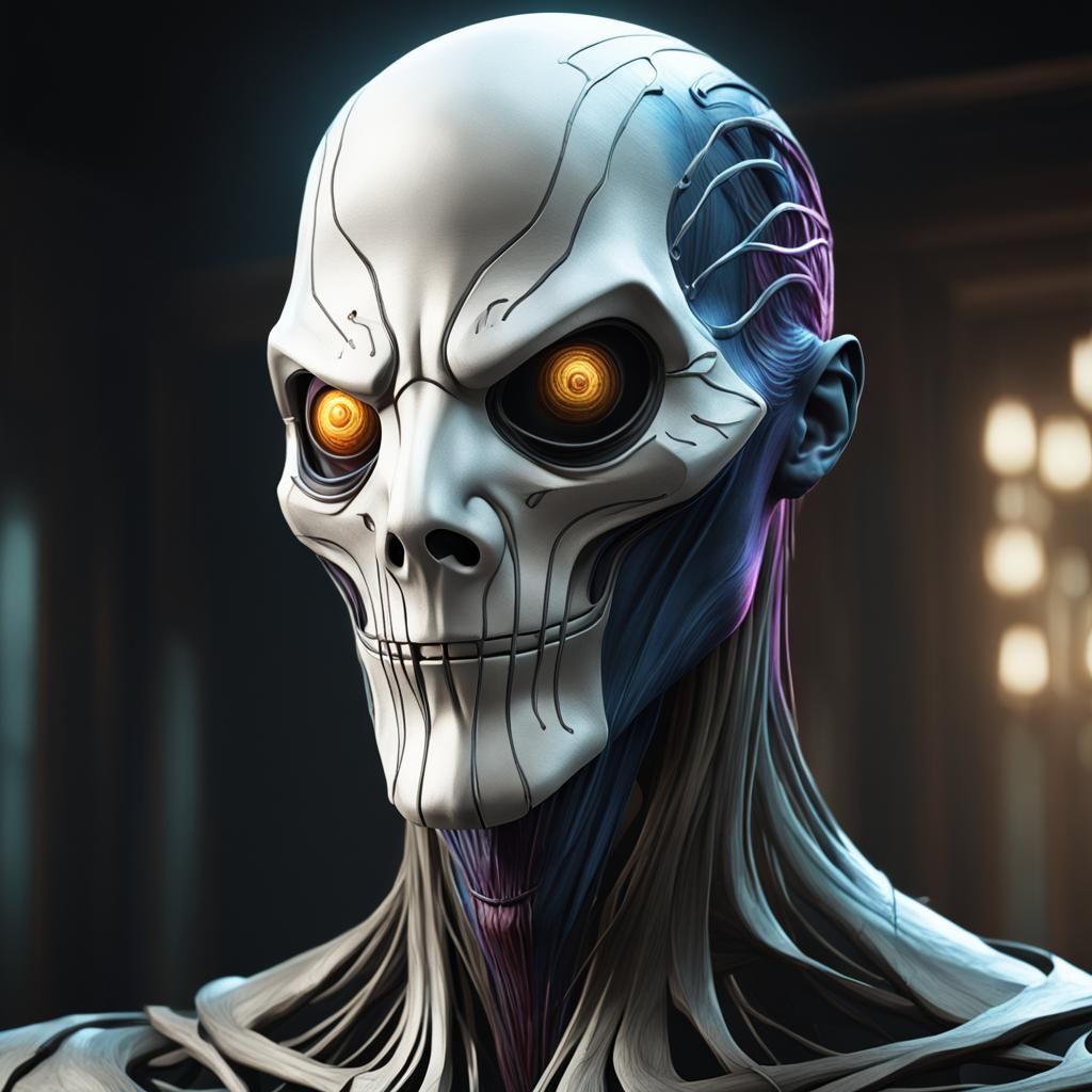 Drama Mask Slenderman Portrait in Hyperdetailed Style