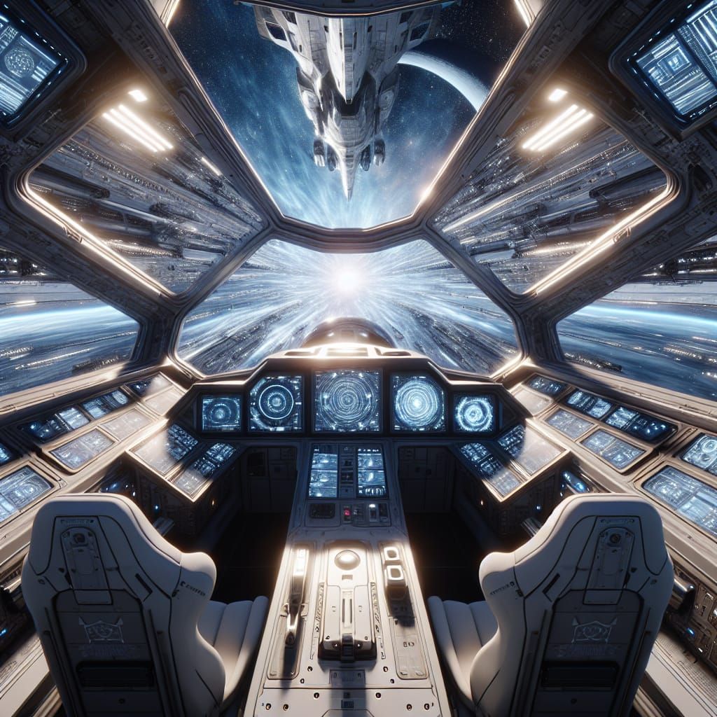 Hyperrealistic Spaceship Nearing Singularity in 3D