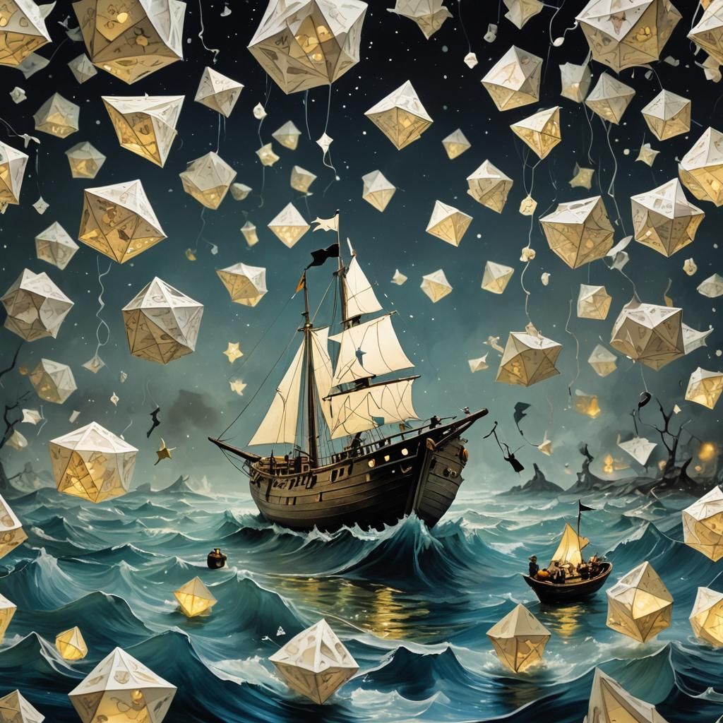 Whimsical Papercraft Fantasy with Fireflies and Stars