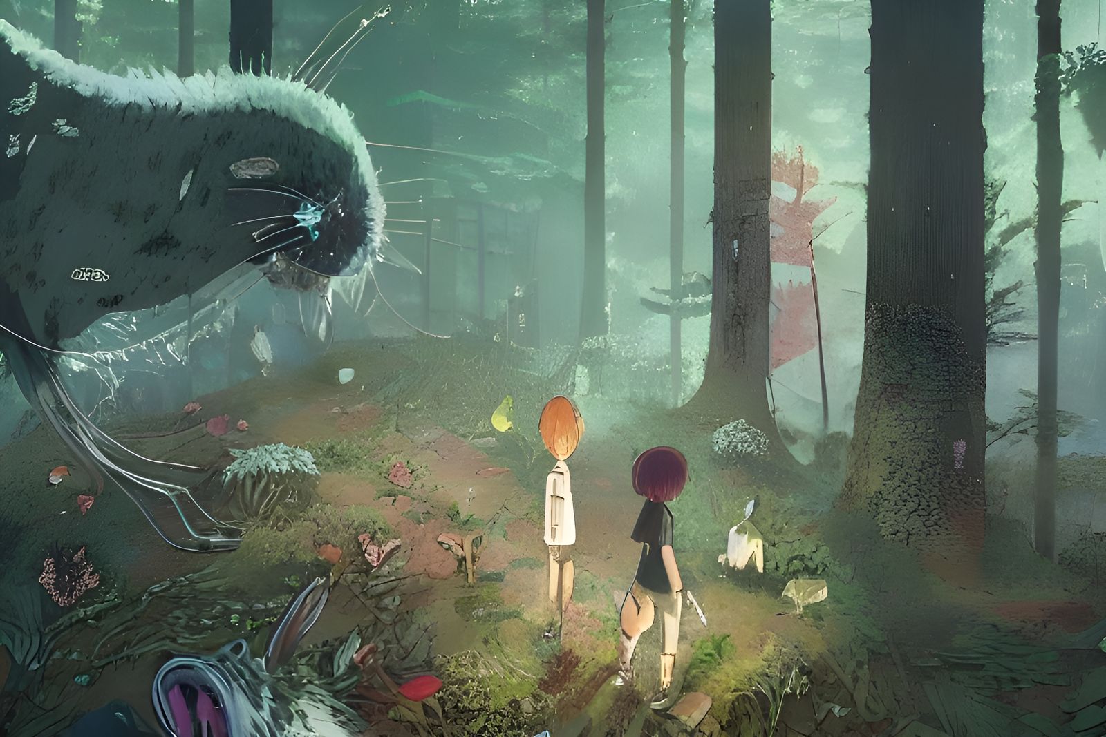 Forest Animals in Ghibli and Kandinsky Style