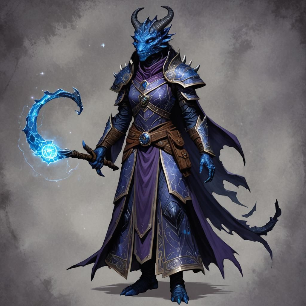 Dragonborn Divination Wizard in a Lightning Storm