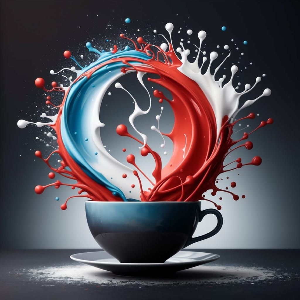 Vibrant Coffee Art in Thick Paint