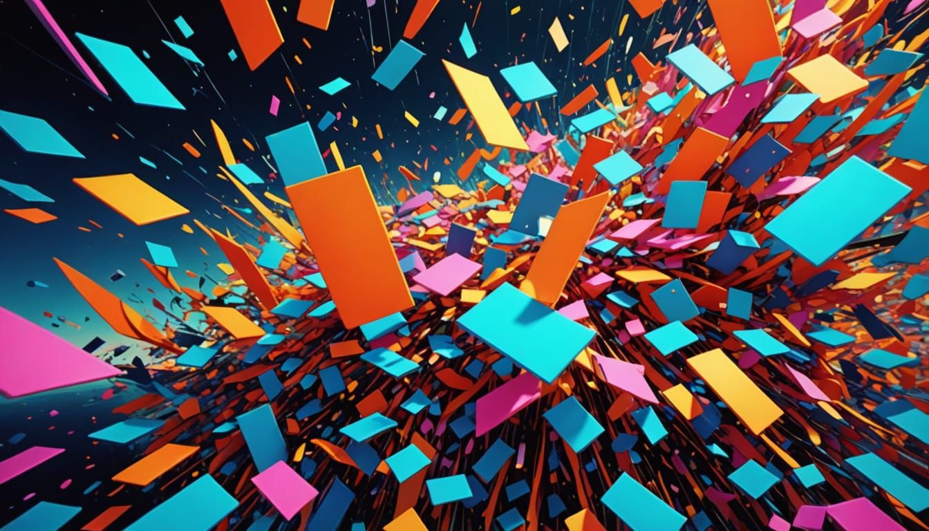 Surreal Poem Fragments in Neon Digital Art