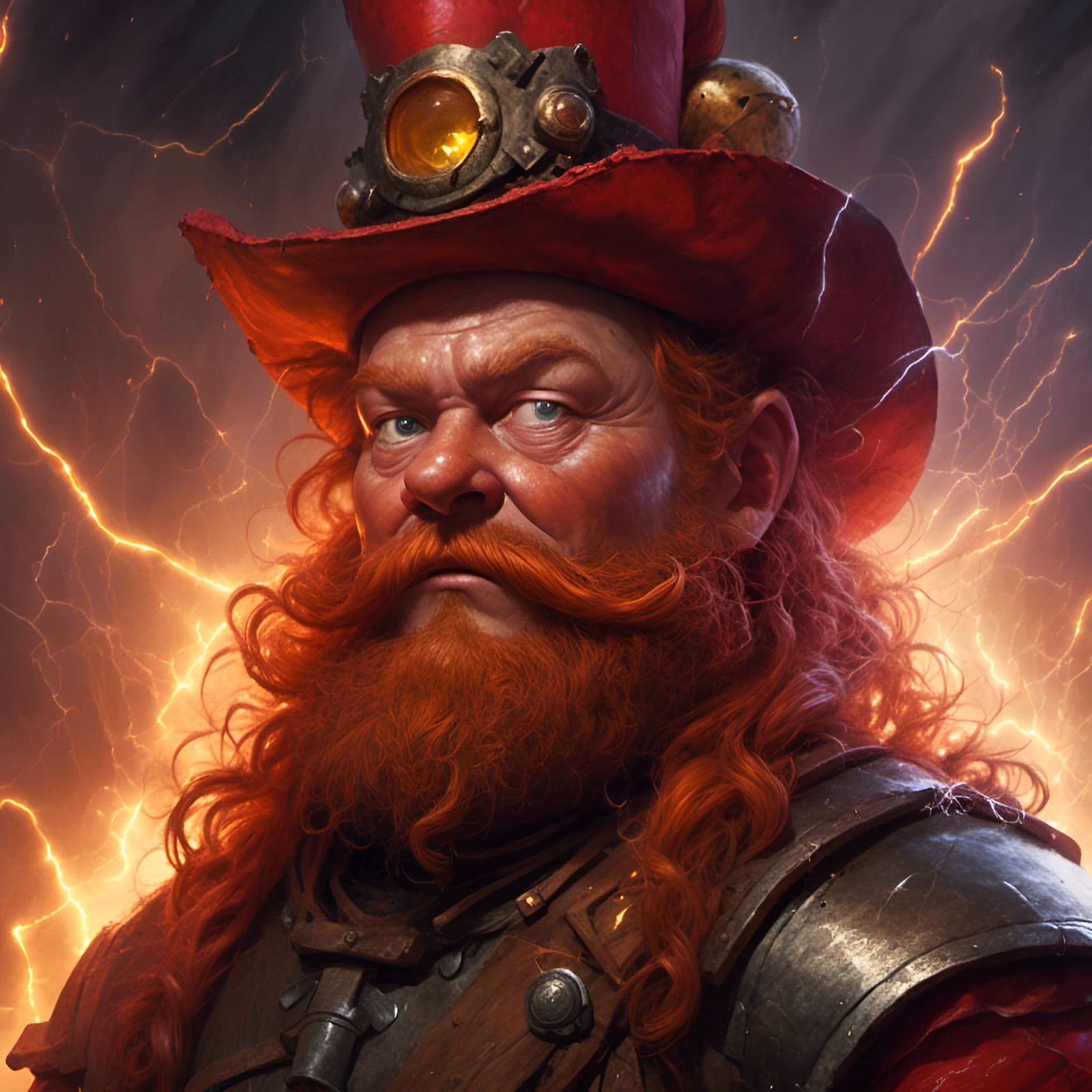 Red-Headed Dwarf Miner Portrait in Epic Fantasy Style