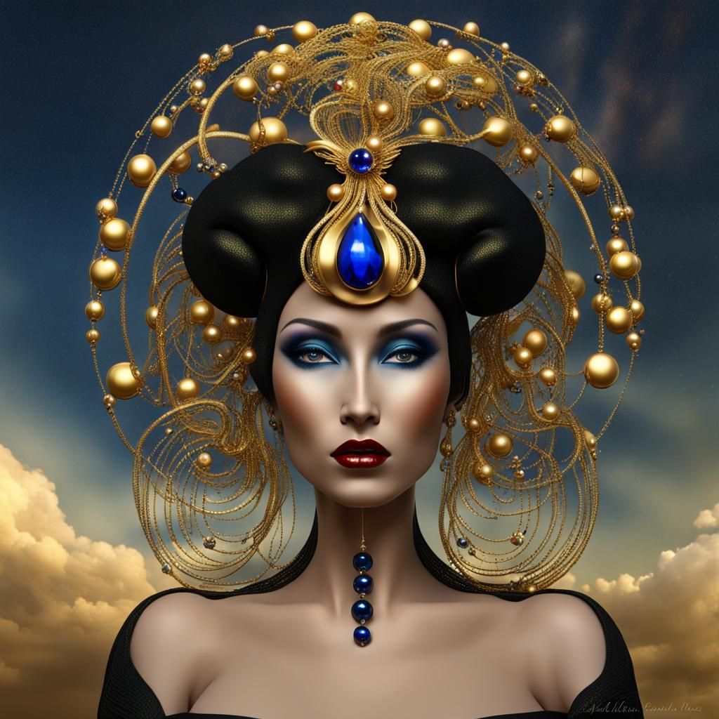 Celestial Spanish Woman in Surrealist Salvador Dali Style