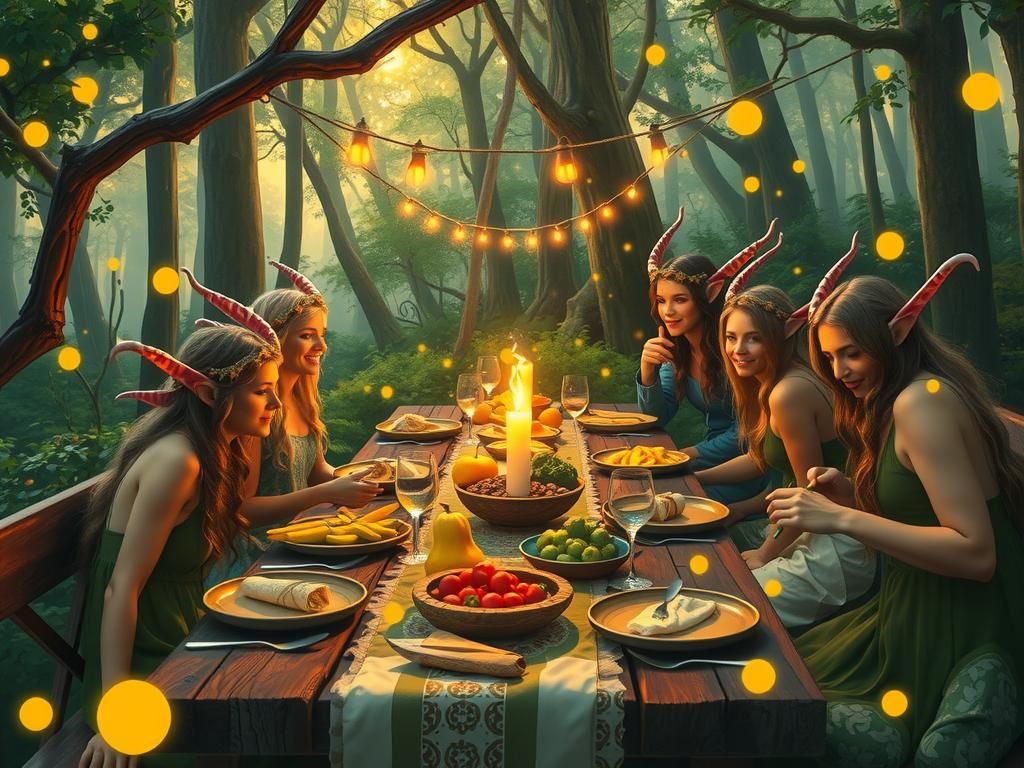 Elven Kingdom Feast in Woodland Clearing