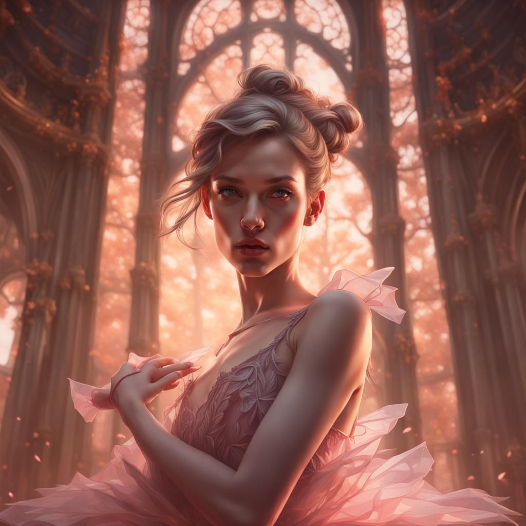 Ballerina Dancing Portrait in Hyperdetailed Digital Art