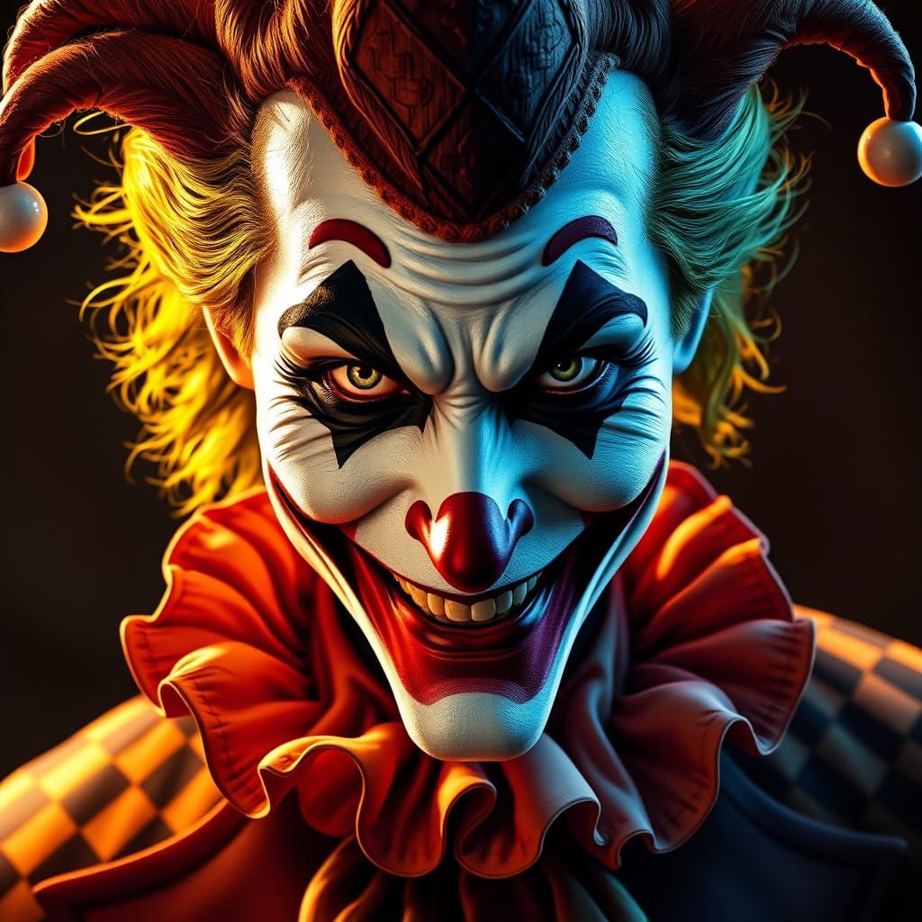 The Joker in Vibrant Harlequin Costume, Renaissance-Style