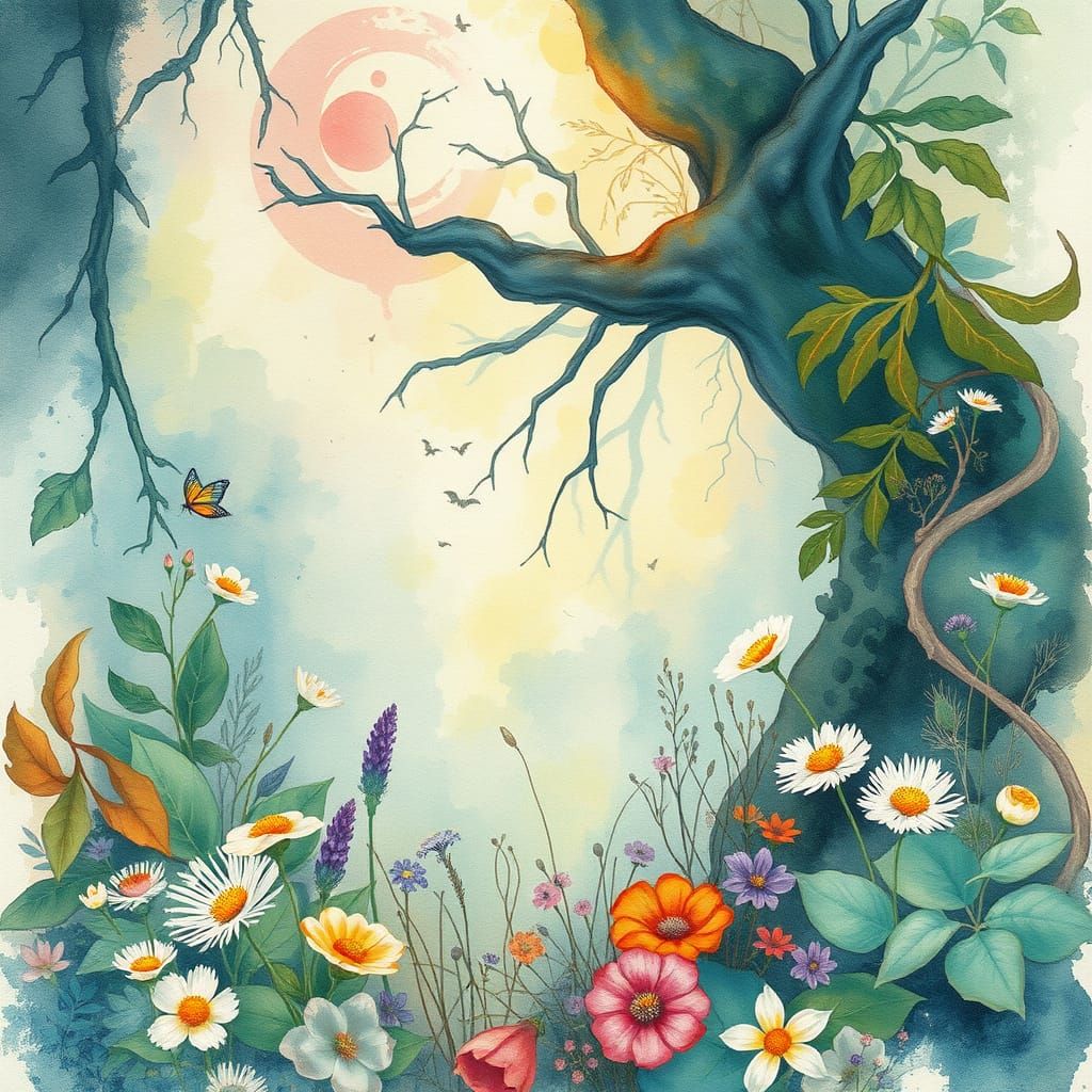 Ethereal Mystic in Watercolor Hues with Florals