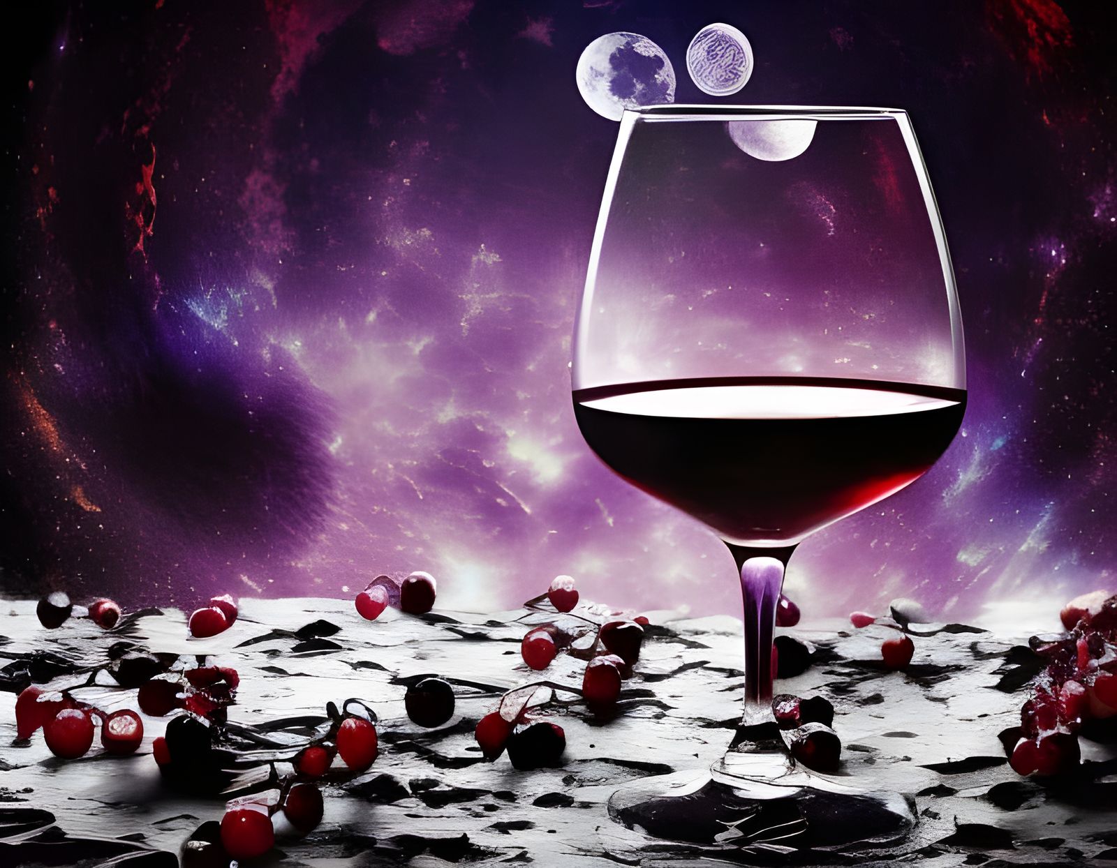 Fantastical Wine Spilled by the Moon in 8k
