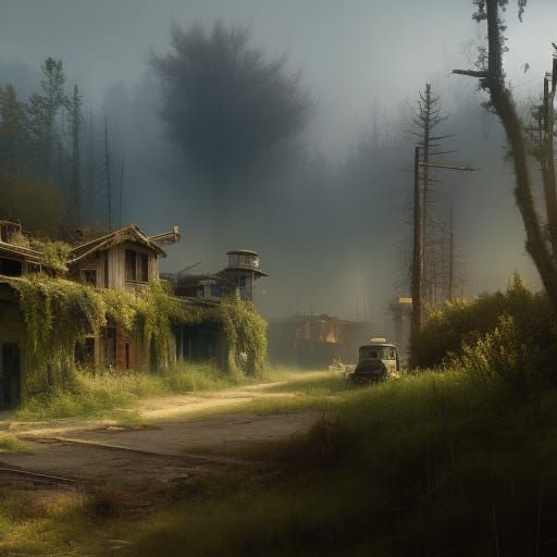 Post-Apocalyptic Garden in Digital Art Style