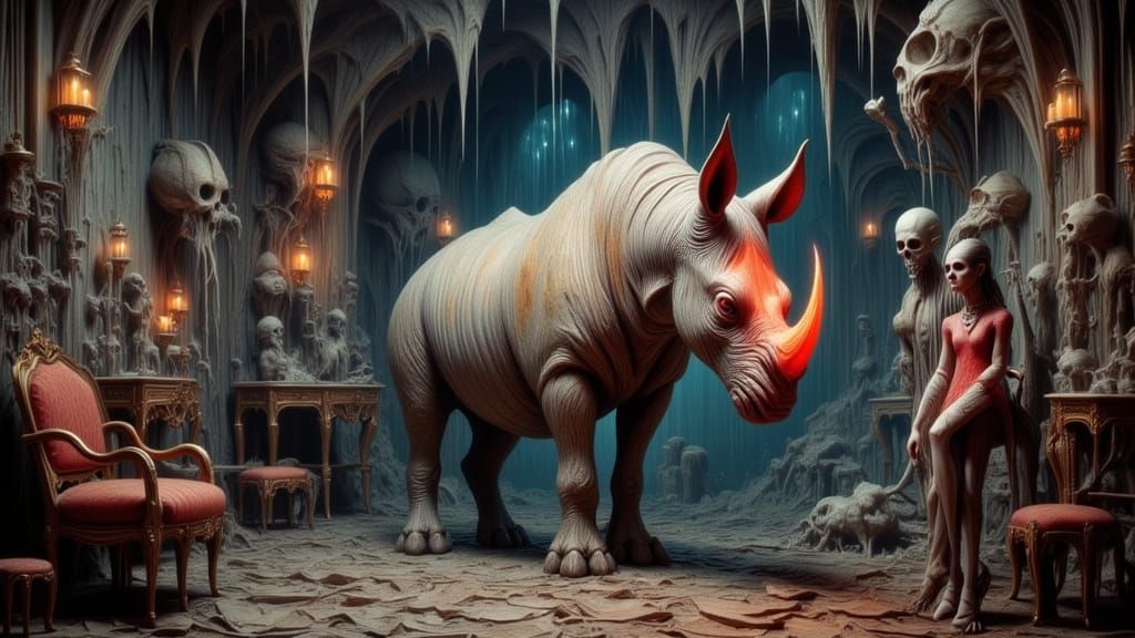 Electric Rhino Illuminates Haunted Castle in Surrealist Styl...