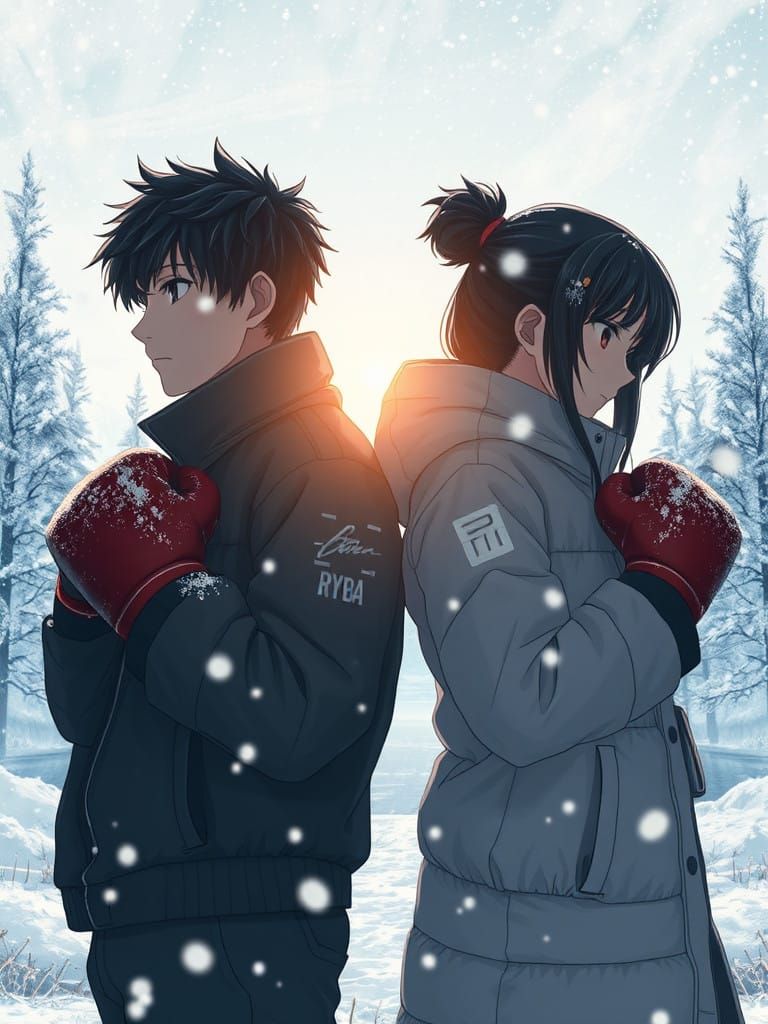 Serene Winter Scene of Ryo Saeba and Kaori Makimura in Boxin...
