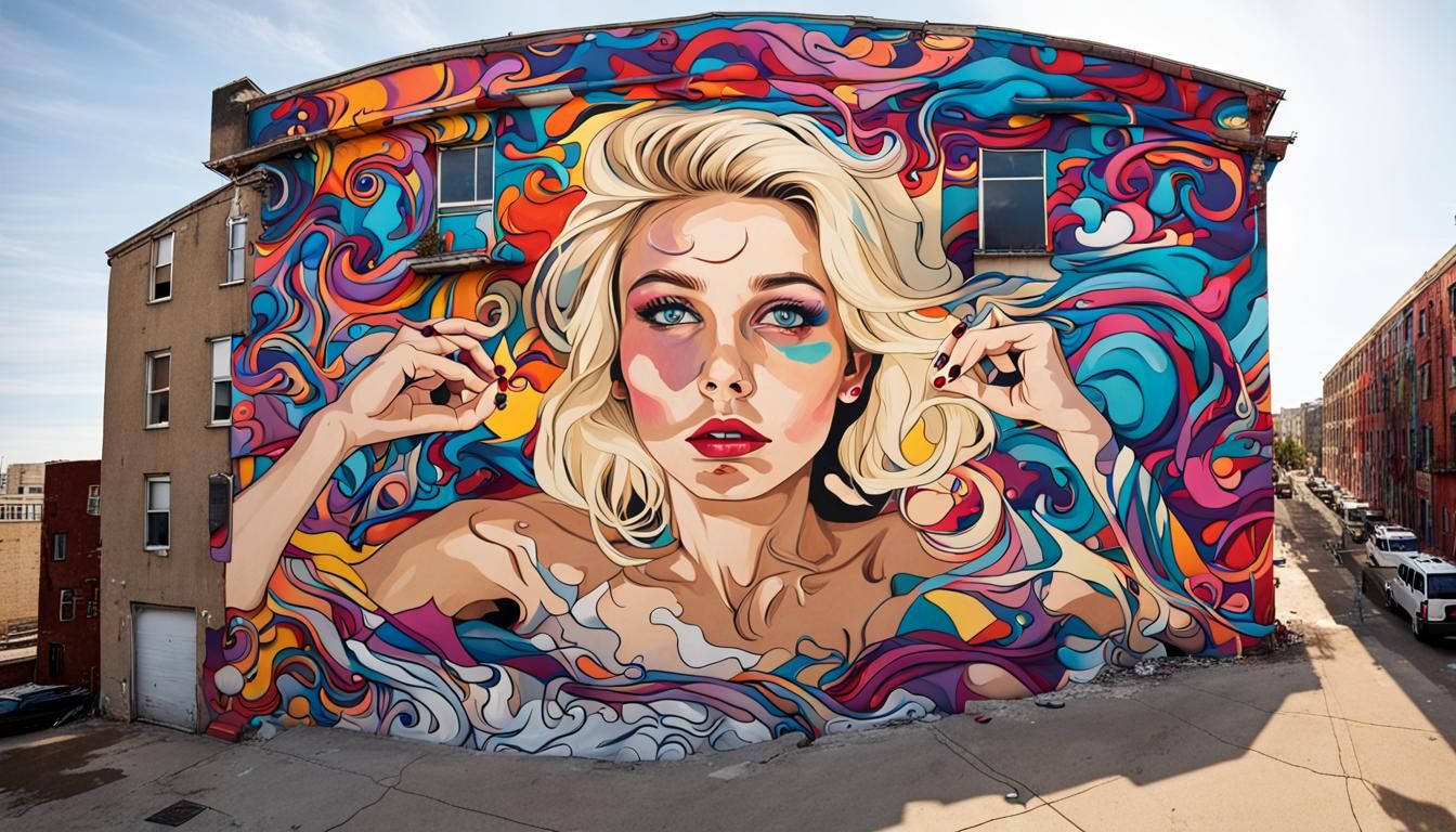 Street Art Mural of Intense Woman