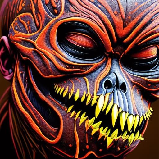 Nightmarish Skinwalker Oil Painting in Washington Forest