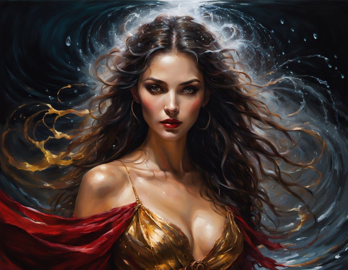 Sensual Vampire Sorceress in a Whirling Dance